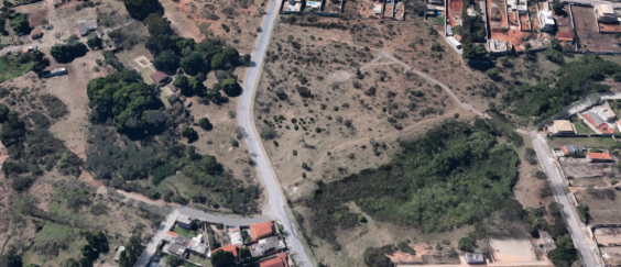 Vista aérea do parque e área verde no entorno