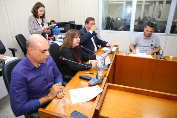 Vereadores apreciam a pauta da 22ª reunião ordinária da Comissão de Orçamento e Finanças Públicas