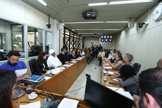 Imagem do Plenário Helvécio Arantes repleto de participantes da audiência 