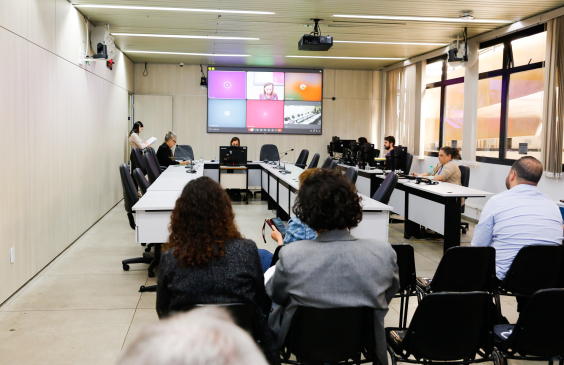 parlamentares e participantes presentes em reunião da comissão de educação