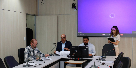 parlamentares presentes em reunião da comissão de saúde e saneamento