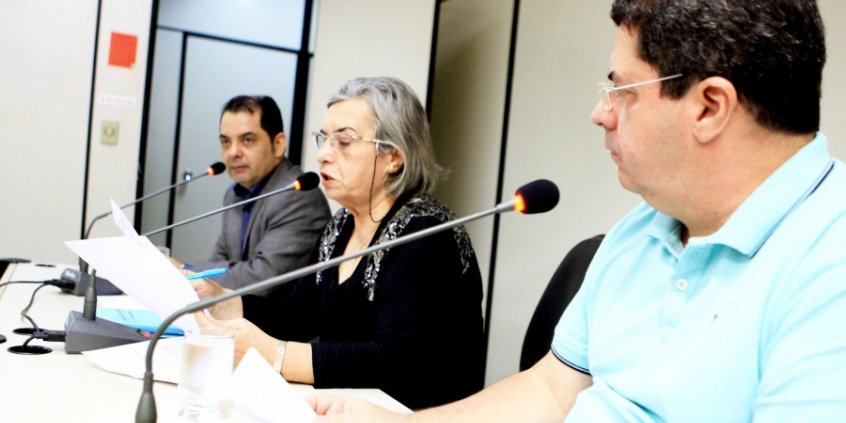 Elvis Côrtes, Elaine Matozinhos (presidente) e Tarcísio Caixeta acolheram requerimentos de debates públicos (Foto: Rafa Aguiar)