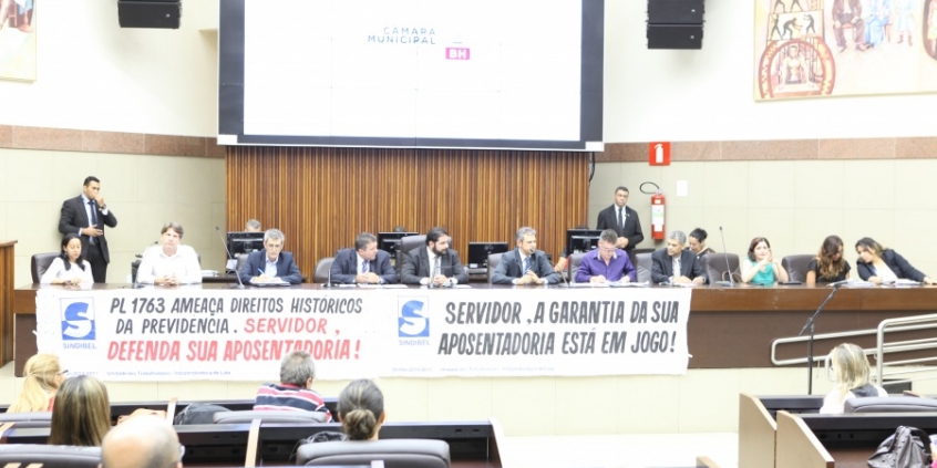 Servidores municipais criticam, em audiência pública, mudanças nas regras da aposentadoria. Foto: Divulgação CMBH
