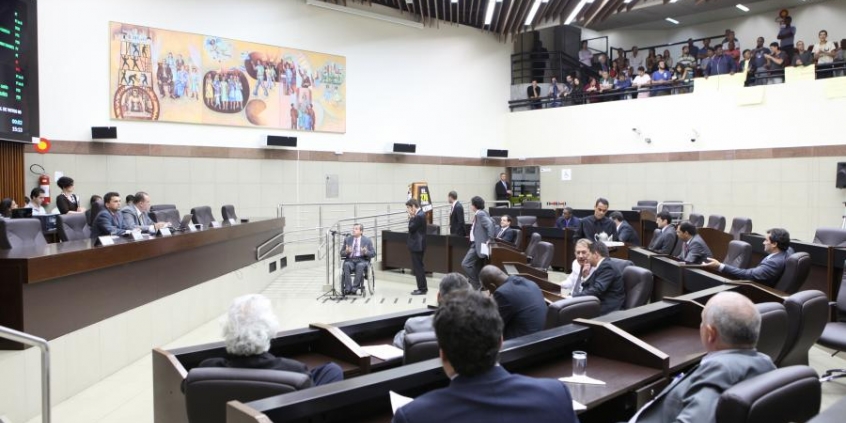 Manifestantes acompanham primeira reunião plenária do segundo semestre