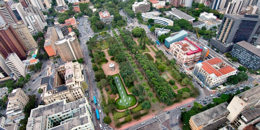 Vista aérea da Praça da Liberdade
