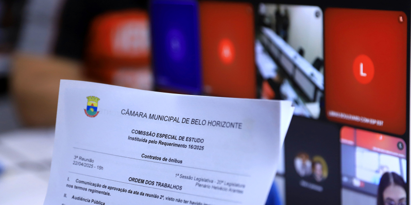 Pauta da reunião em primeiro plano