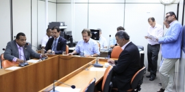 Lúcio Bocão, Sérgio Fernando, Professor Ronaldo Gontijo e Joel Moreira apreciaram pauta antes da audiência (Foto: Bernardo Dias)