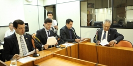 Ver. Juninho Los Hermanos (Pros), Marcelo A. Antônio (PRP), Jorge Santos (PRB) e Del. Edson Moreira (PTN). Foto: Mila Milowski
