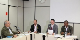 Vereadores Dr. Sandro, Bim da Ambulância, Professor Wendel e Juninho Paim na Comissão de Administração Pública em 24 de abril