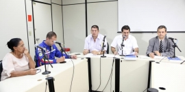 Vereadores Ivone Alves, de Rio Acima, Bim da Ambulância, Sapão, Dr. Nilton e Sérgio Fernando na reunião da Comissão de Saúde 