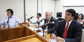 Gilson Reis (PCdoB), Tarcísio Caixeta (PT), Henrique Braga (PSDB) e Jorge Santos (PRB)