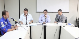 Bim da Ambulância, Wellington Sapão, Dr. Nilton e Sérgio Fernando na reunião da Comissão de Saúde e Saneamento