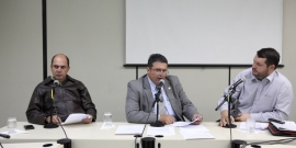 Vers. Gunda, Pedro Patrus e Preto em reunião ordinária da Comissão dia 19/8