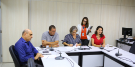 Vereadoras Cida Falabella e Bella Gonçalves e vereadores Edmar Branco e Maninho Félix, em reunião da Comissão de Mulheres nesta segunda-feira (19/8)
