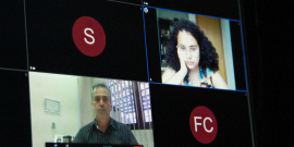 Imagem na tela do computador com os vereadores Iza Lourença (Psol) e Wilsinho da Tabu (PP)