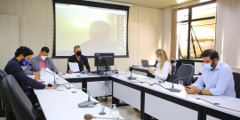 Vereadores Professor Juliano Lopes, Irlan Melo, Jorge Santos, Nikolas Ferreira, e vereadora Flávia Borja, na reunião da CPI da Covid-19, nesta quinta-feira (5/8)