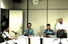 Na mesa, Marcelo Aro (PHS), Juninho Los Hermanos (Pros) e Marcelo Álvaro Antônio (PRP), na reunião de 2ª feira (30/12)