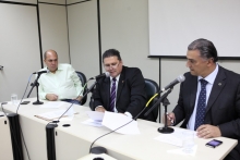 Vereadores Gunda, Preto e Joel Moreira Filho na reunião da Comissão de Desenvolvimento Econômico, Transporte e Sistema Viário