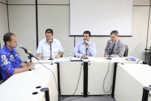 Bim da Ambulância, Wellington Sapão, Dr. Nilton e Sérgio Fernando na reunião da Comissão de Saúde e Saneamento