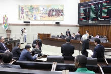 Vereadores em reunião no Plenário Amynthas de Barros