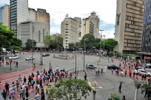 Imagem aérea da Praça Sete, no Hipercentro da Capital. 