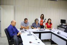 Vereadoras Cida Falabella e Bella Gonçalves e vereadores Edmar Branco e Maninho Félix, em reunião da Comissão de Mulheres nesta segunda-feira (19/8)