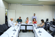 Vereadoras Cida Falabella, Bella Gonçalves e Marilda Portela, e vereadores Edmar Branco e Maninho Félix, em reunião da Comissão de Mulheres, nesta segunda-feira (4/11)